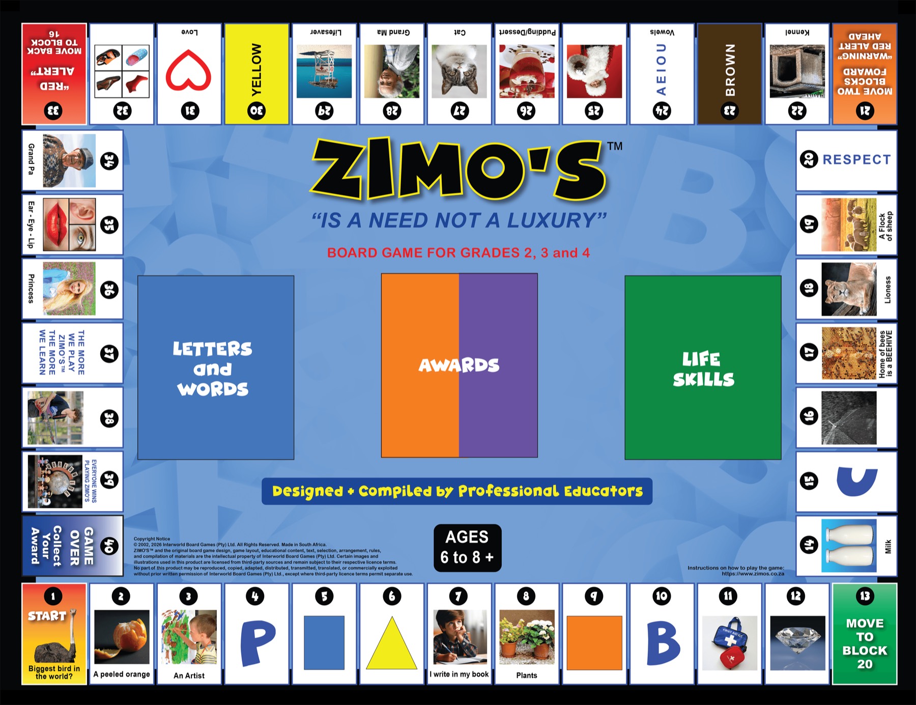 Zimo's Letters and Words game board