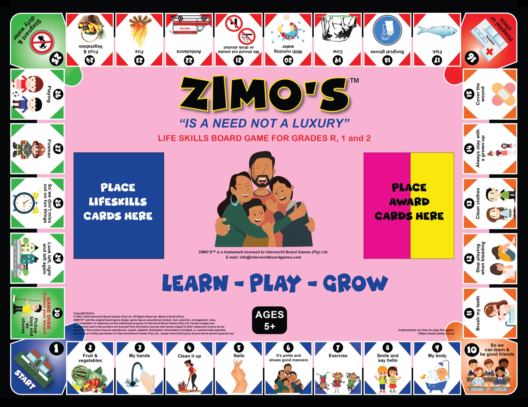 Zimo's Life Skills game board