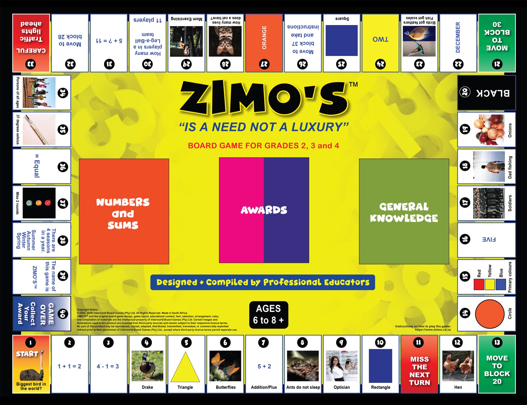Zimo's Numbers and Sums game board